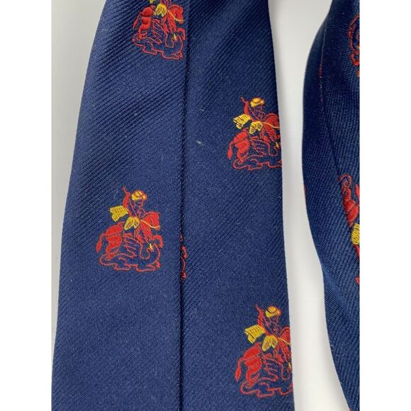 Vintage Renleigh tie Mens avy/horse embroidered 56" - Picture 5 of 5